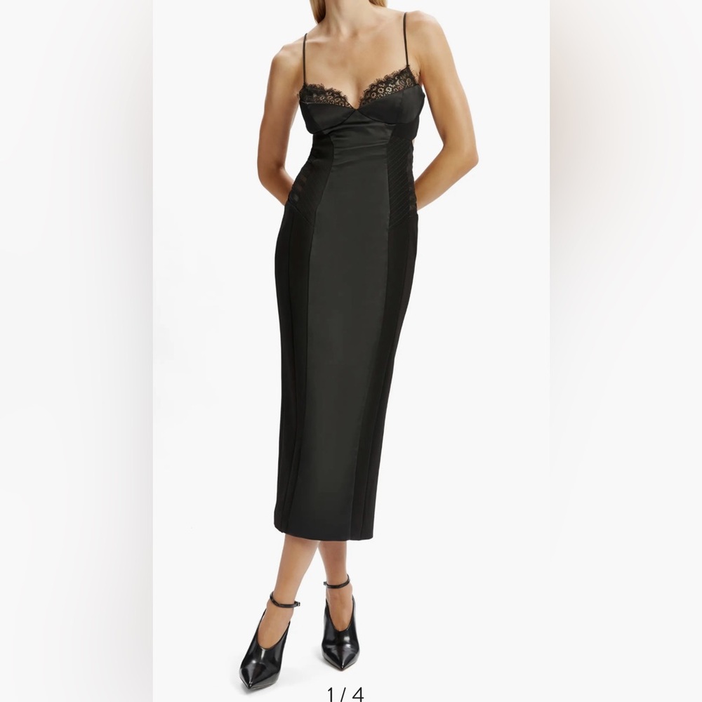Anthropologie Bardot Elegant Black Lace Trim Dress
